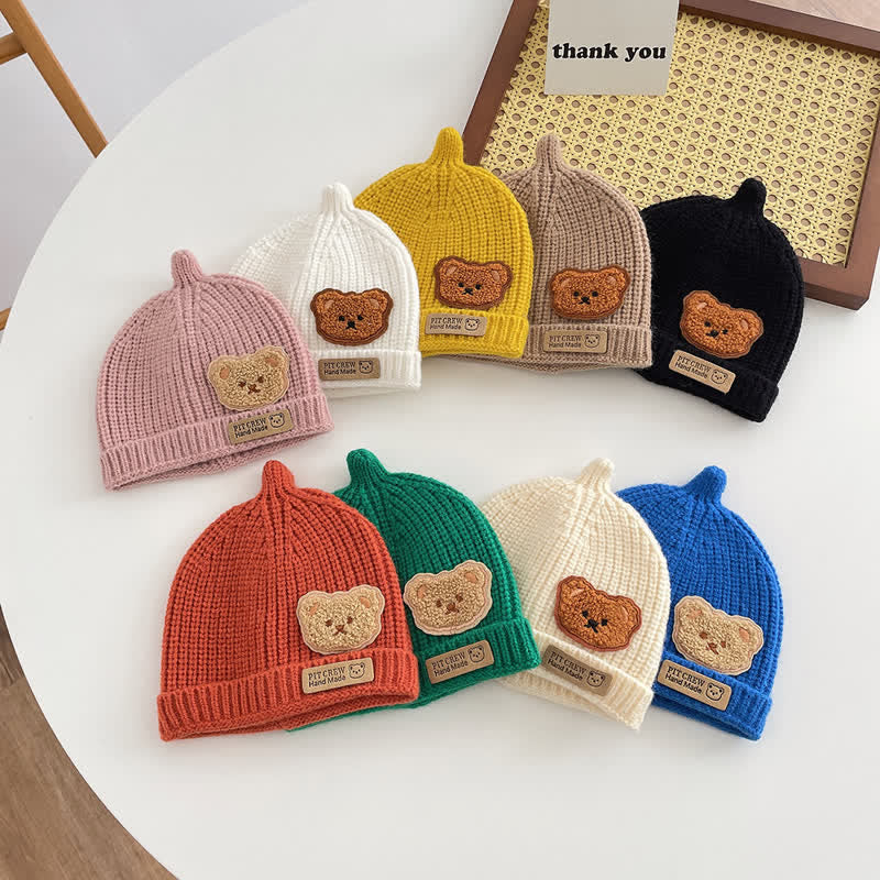 Baby Bear Patch Knitted Design Beanie