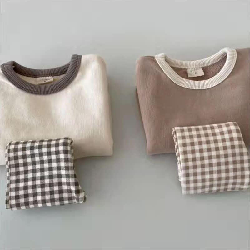 Baby 2-Piece Earthy Color Plaid Set