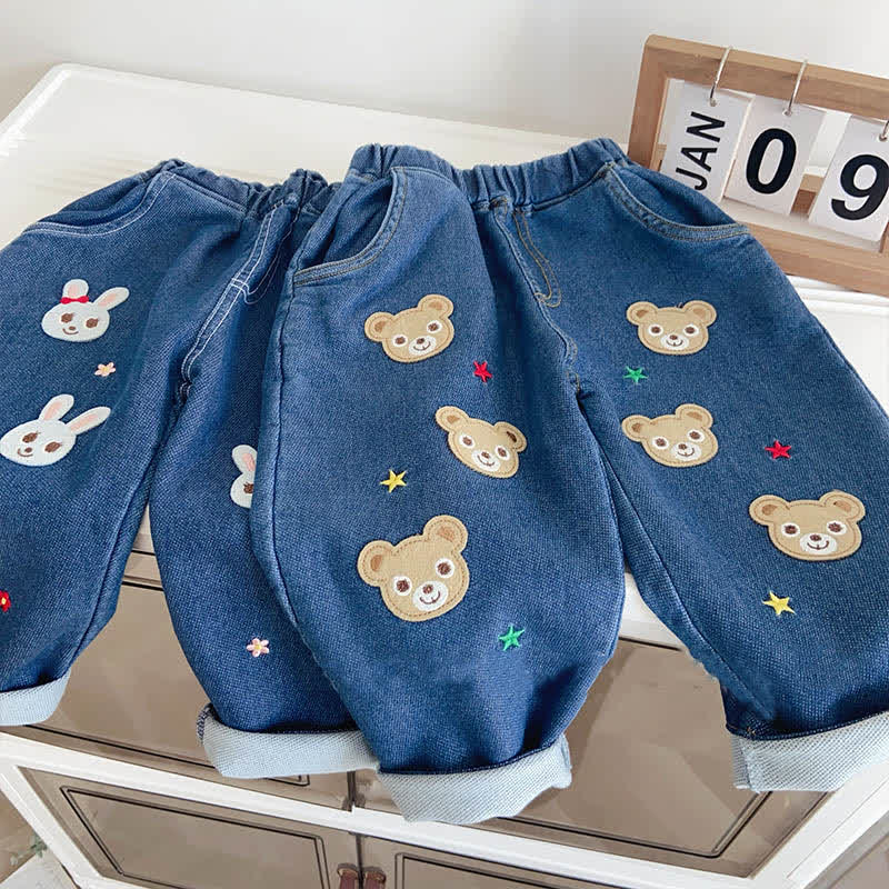 MIKI AND HOUSE Toddler Denim Patch Pants