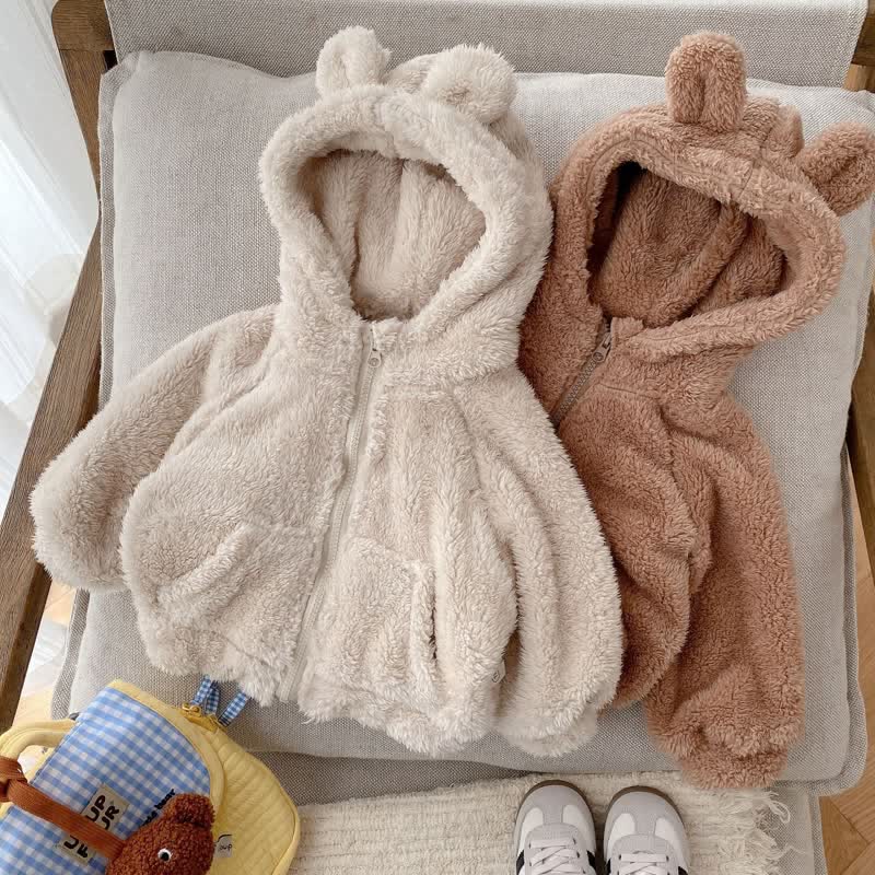 Baby Toddler Cute Plush Hooded Jacket