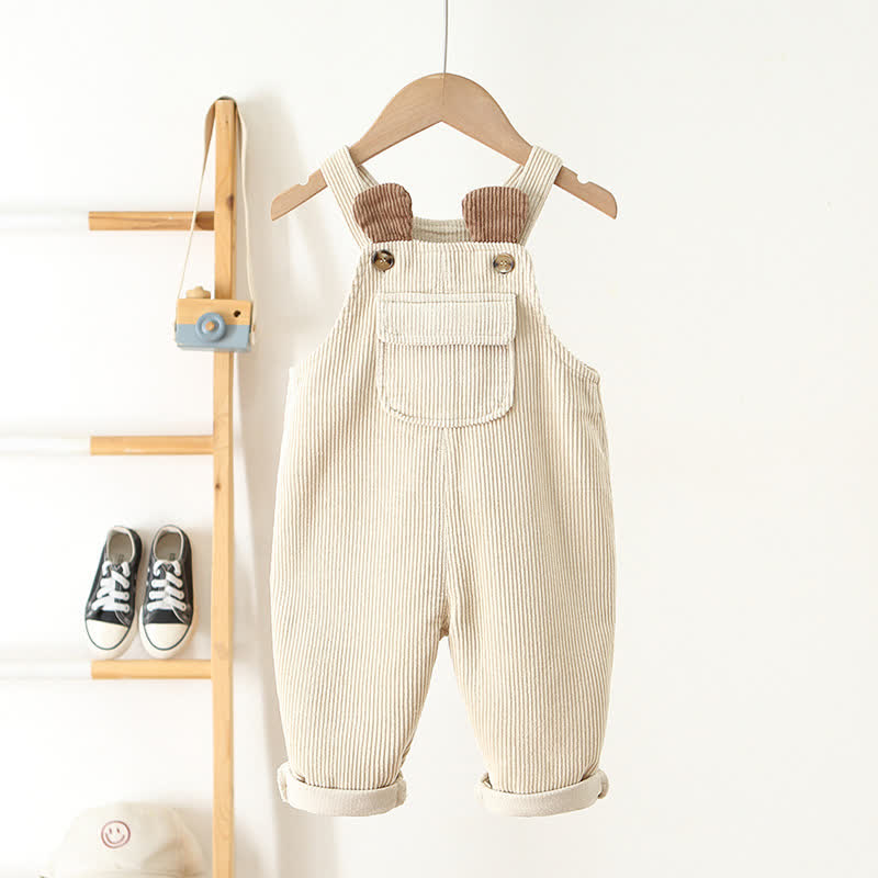 Toddler Lovely Ears Corduroy Pocket Overalls