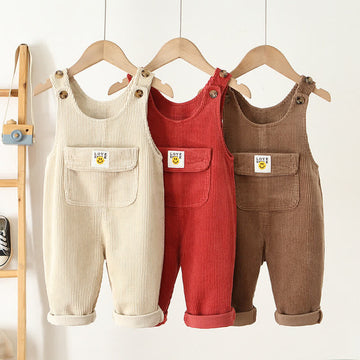 LOVE SMILE Toddler Corduroy Pocket Overalls