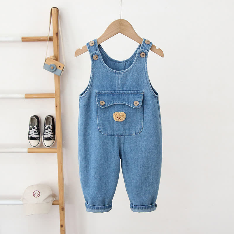 Toddler Big Pocket Bear Patch Overalls