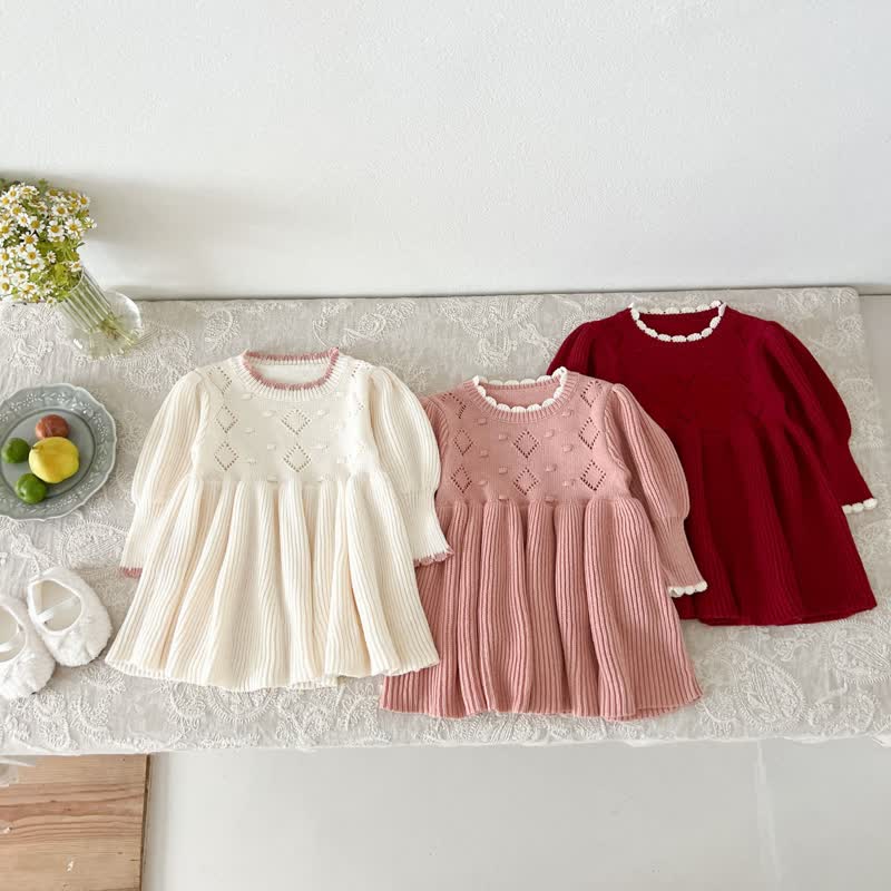 Baby Knitted Diamond Sweet Soft Dress