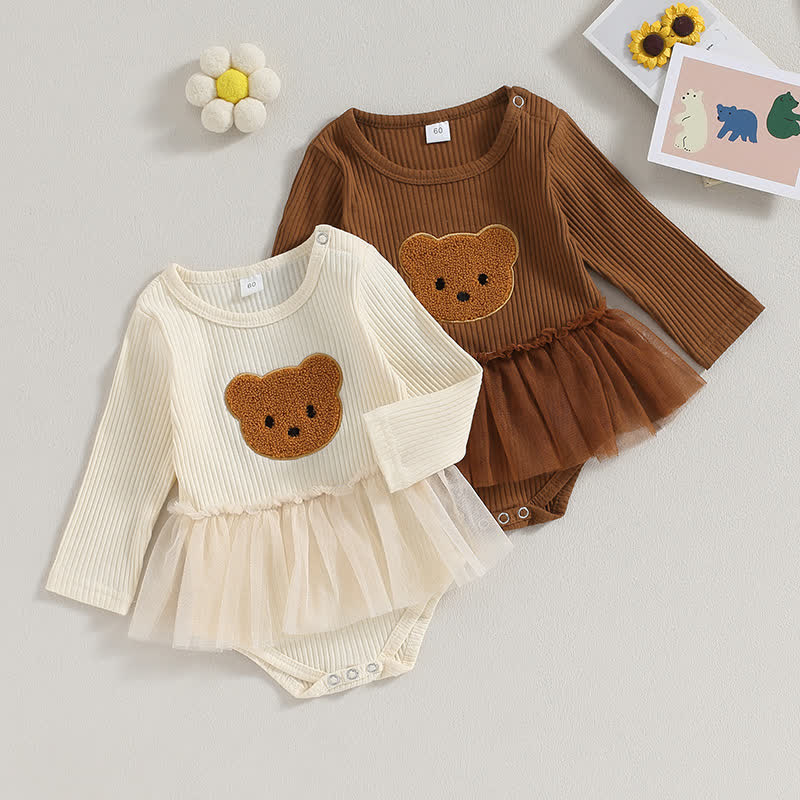 Baby Pit Strip Bear Lace Dress Bodysuit