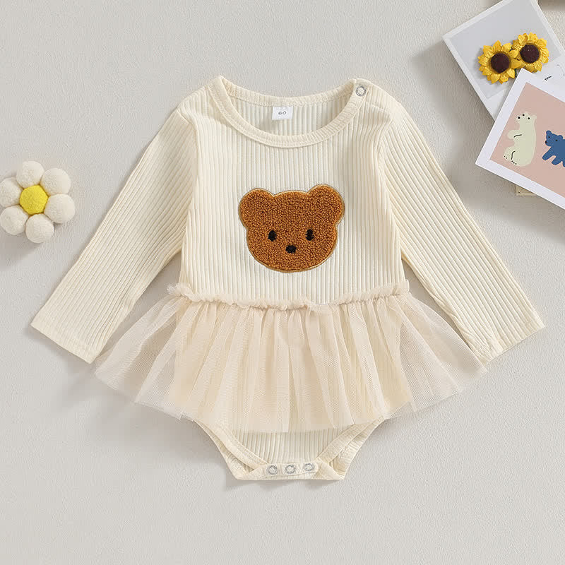 Baby Pit Strip Bear Lace Dress Bodysuit