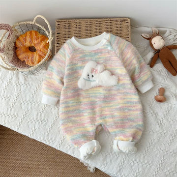 Baby Cute Cloud Plush Colored Stripe Romper