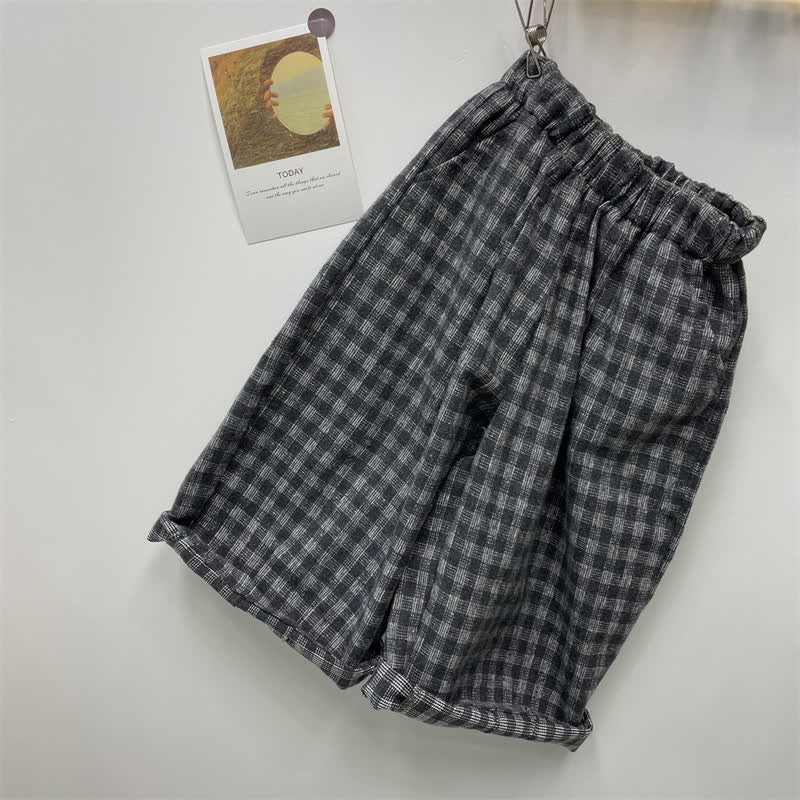 Toddler Grey Plaid Loose Pants