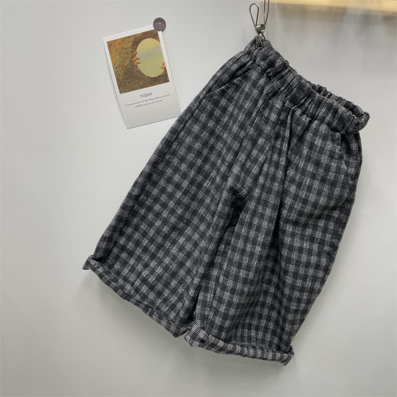 Toddler Grey Plaid Loose Pants