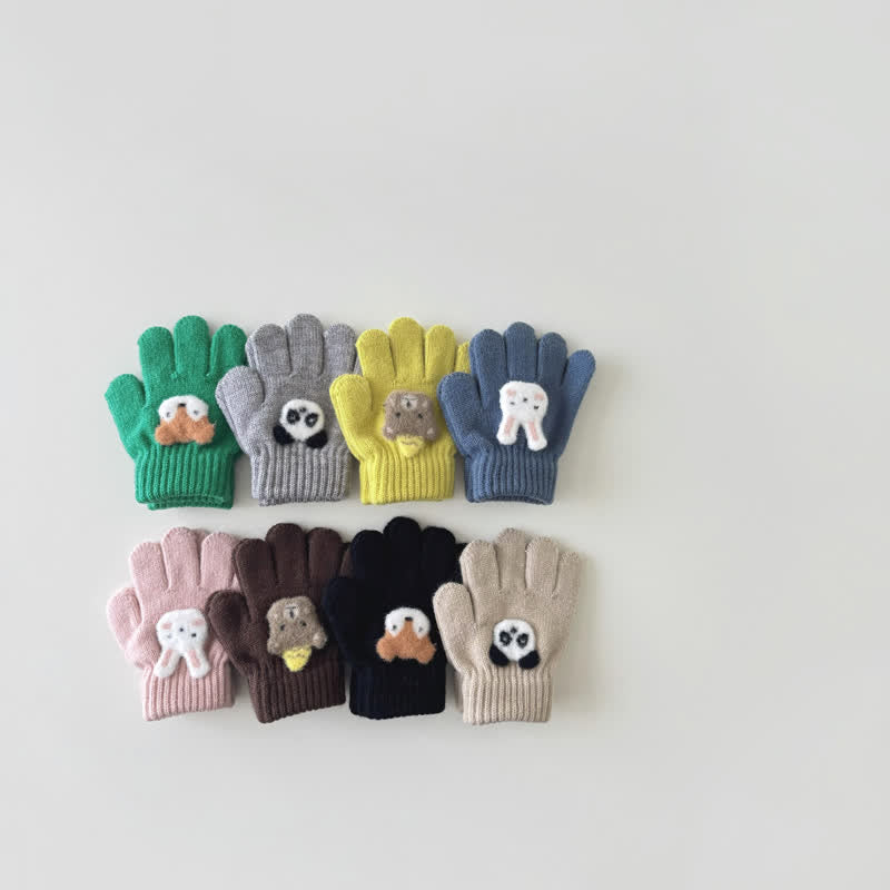 Toddler Cartoon Animal Knitted Gloves