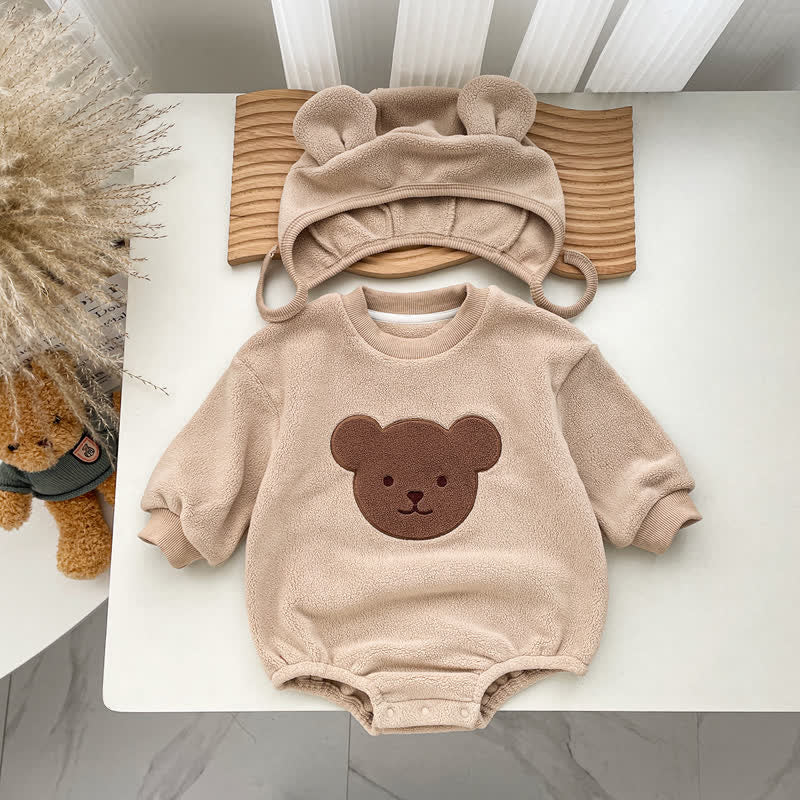 Baby Bear Fleece Bodysuit with Hat