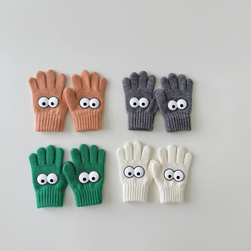 Toddler Big Eyes Knitted Gloves