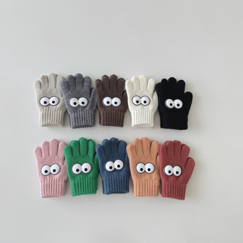 Toddler Big Eyes Knitted Gloves