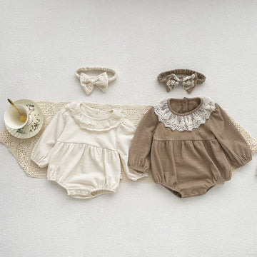 Baby Waffle Lace Bodysuit with Hat