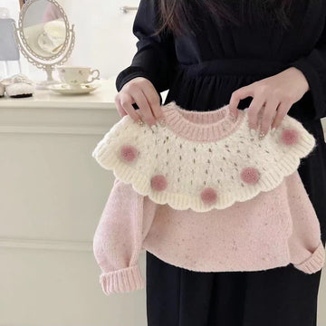 Toddler Girl Ruffle Collar Pullover Sweater