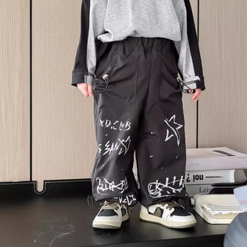 Toddler Boy Black Star Graffiti Pants