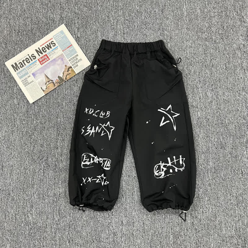 Toddler Boy Black Star Graffiti Pants