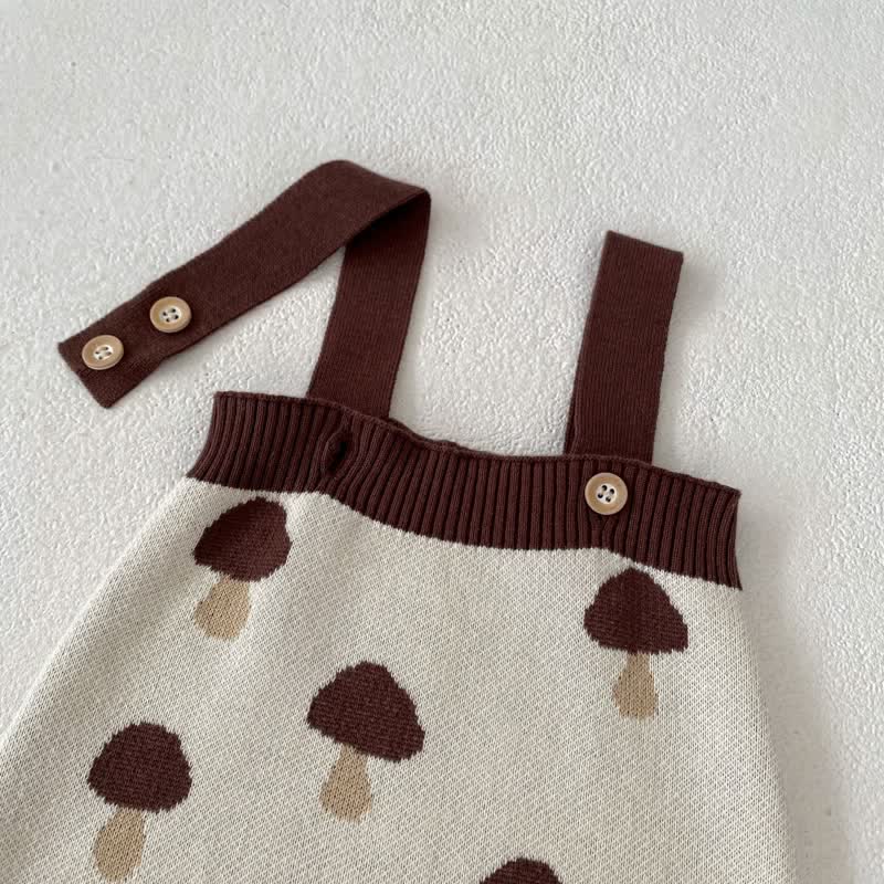 Baby Mushroom Knitted Overalls