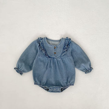 Baby Ruffled Denim Bodysuit