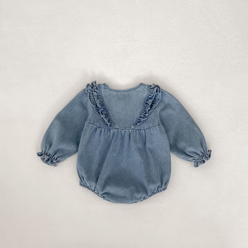 Baby Ruffled Denim Bodysuit