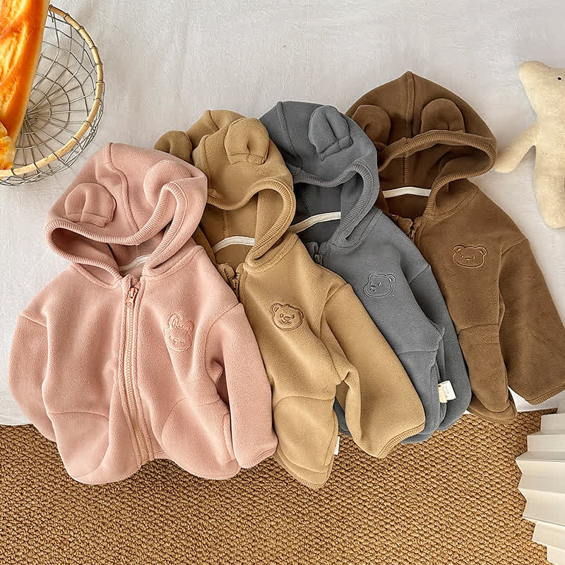 Baby Toddler Solid Color Ollie Velvet Hooded Jacket