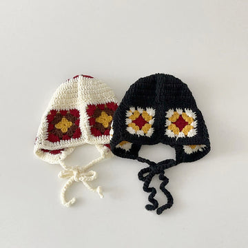 Baby Girl Knit Flower Characteristic Bonnet