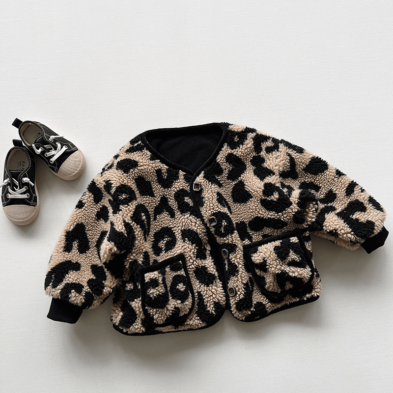 Baby Toddler Plush Leopard Print Jacket