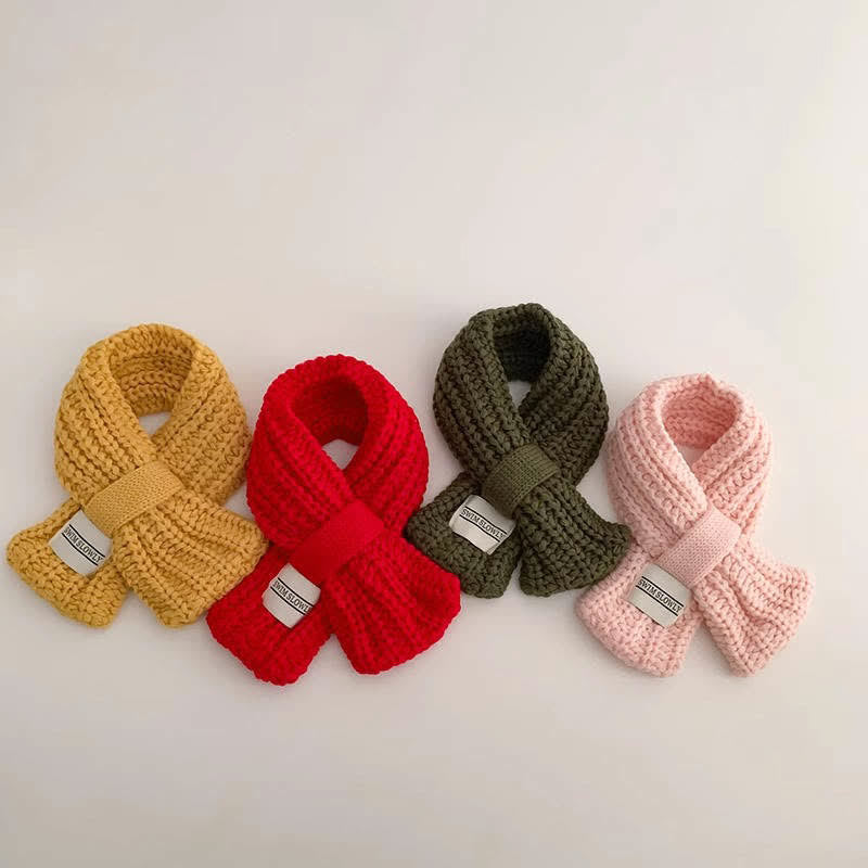 Baby Toddler Solid Color Patch Knitted Scarf