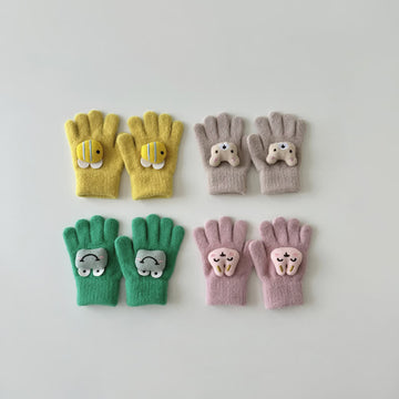 Toddler Cartoon Animal Fleece Knitted Gloves