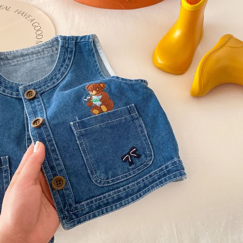 Baby Toddler Embroidered Denim Vest Jacket