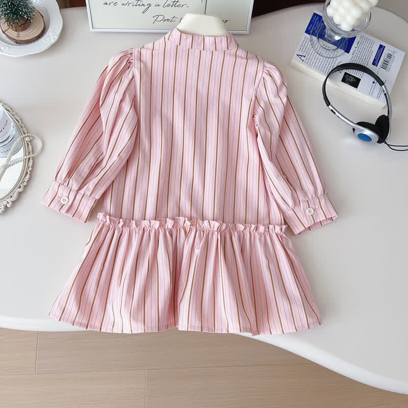 Toddler Pink Striped Preppy Style Dress