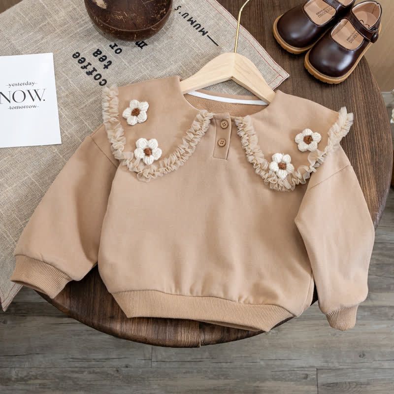 Kid Girl Floral Doll Collar Sweatshirt