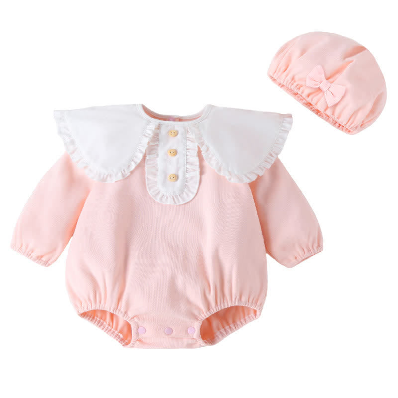 Baby Peter Pan Collar Bodysuit with Hat