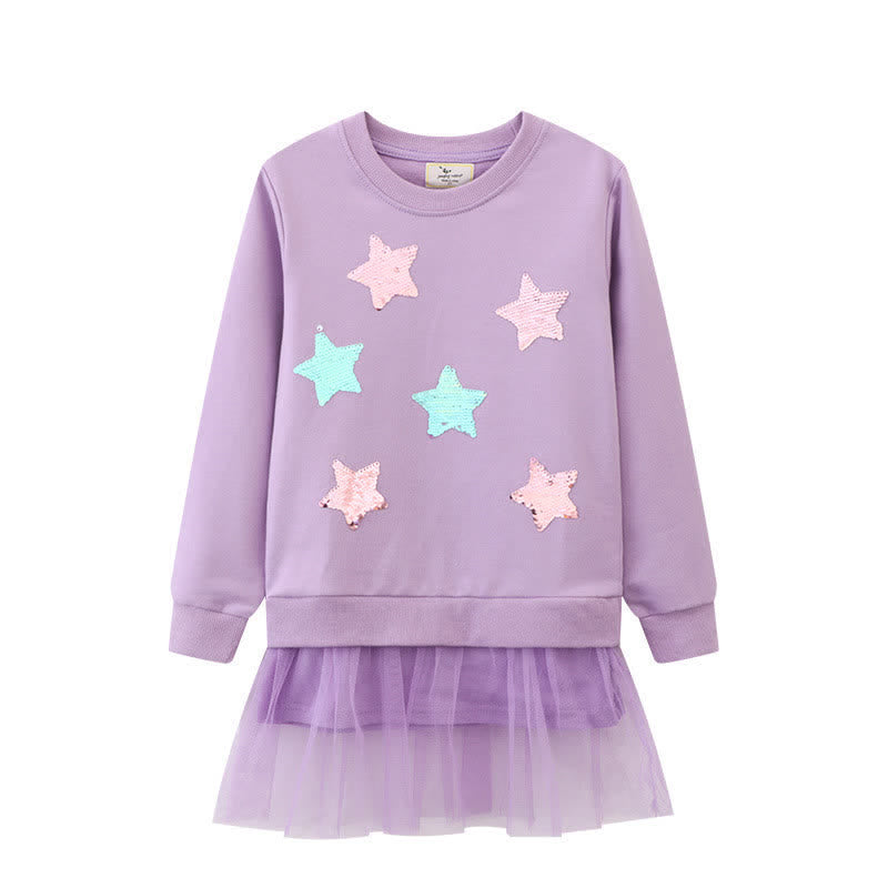 Toddler Girl Purple Star Tulle Dress