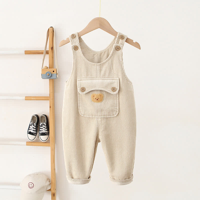 Toddler Corduroy Lovely Bear Patch Overalls