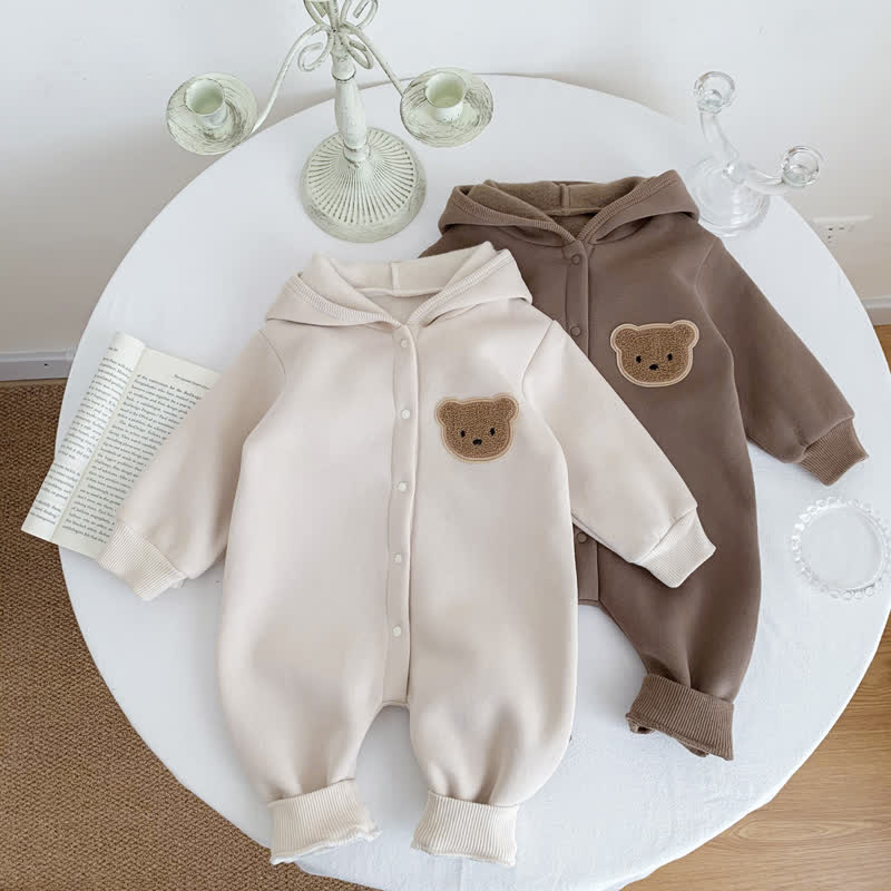 Baby Bear Hooded Fleece Romper