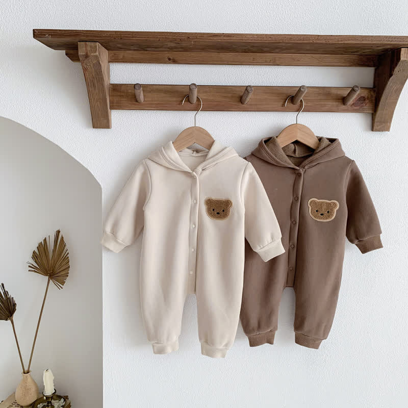 Baby Bear Hooded Fleece Romper