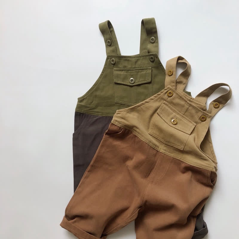 Toddler Retro Color Block Overalls