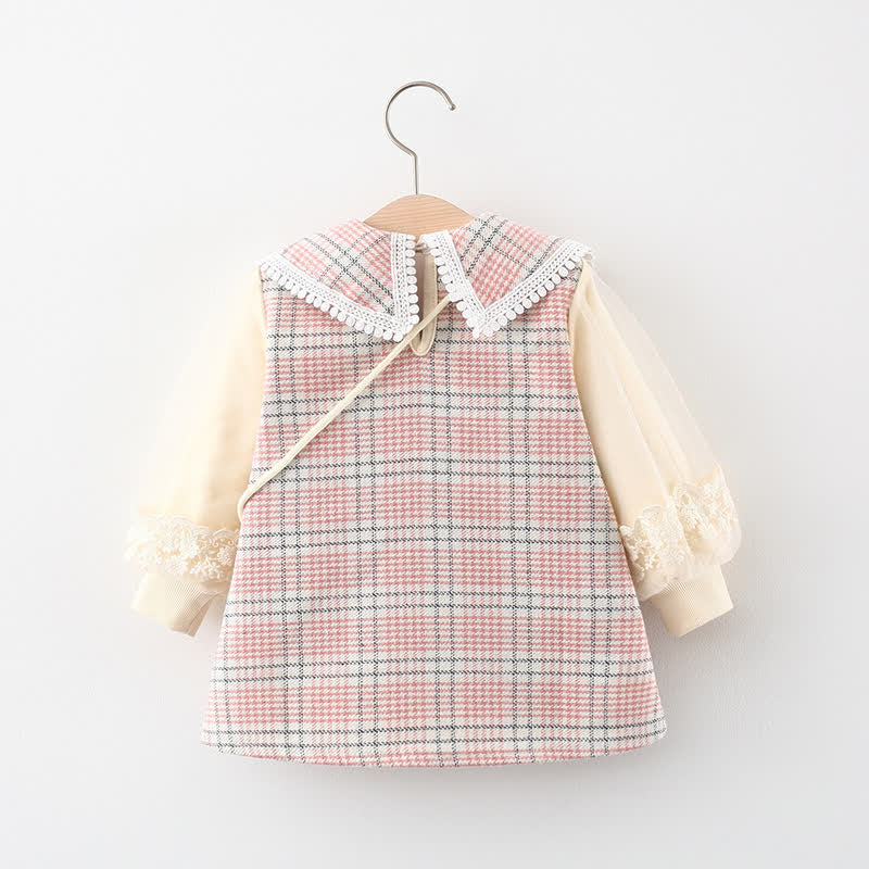 Baby Plaid Dress with Flower Bag