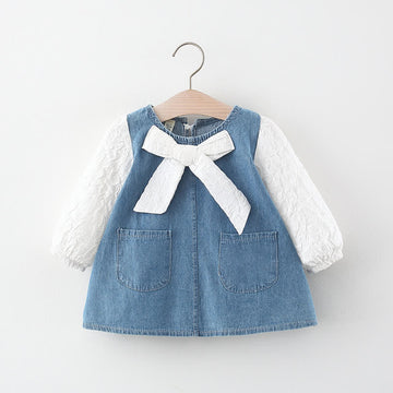 Baby Big Bow Denim Sweet Dress