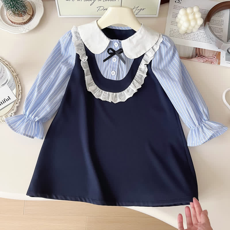 Toddler Sweet Fake 2Pcs Blue Dress