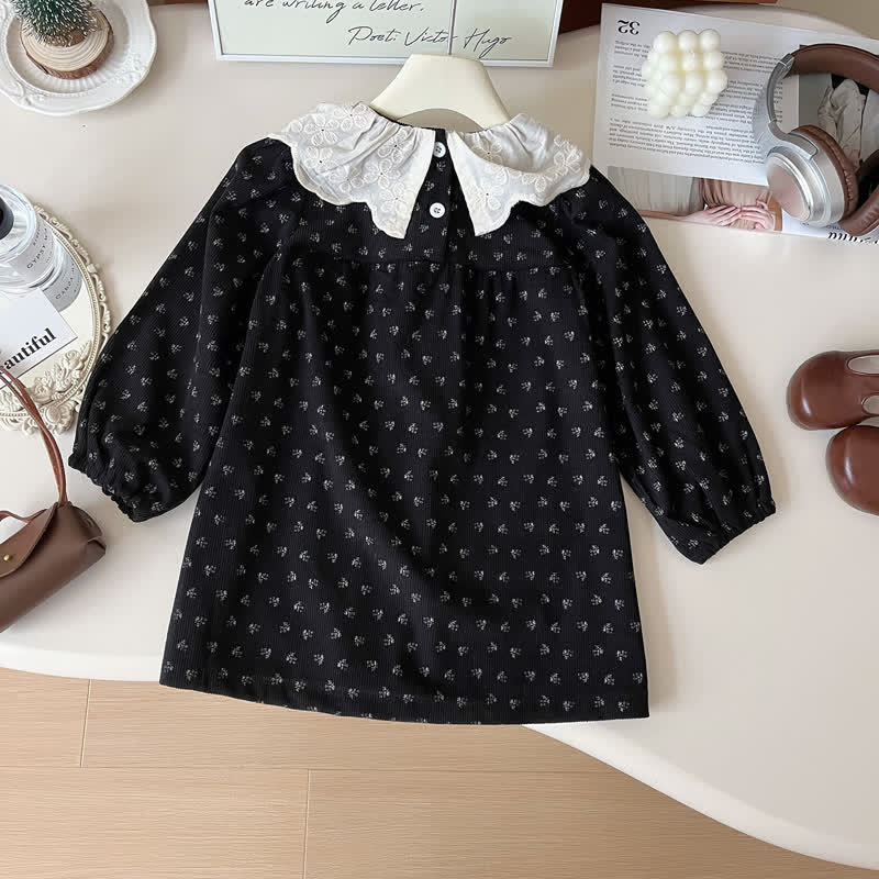 Toddler Black Retro Little Flower Dress