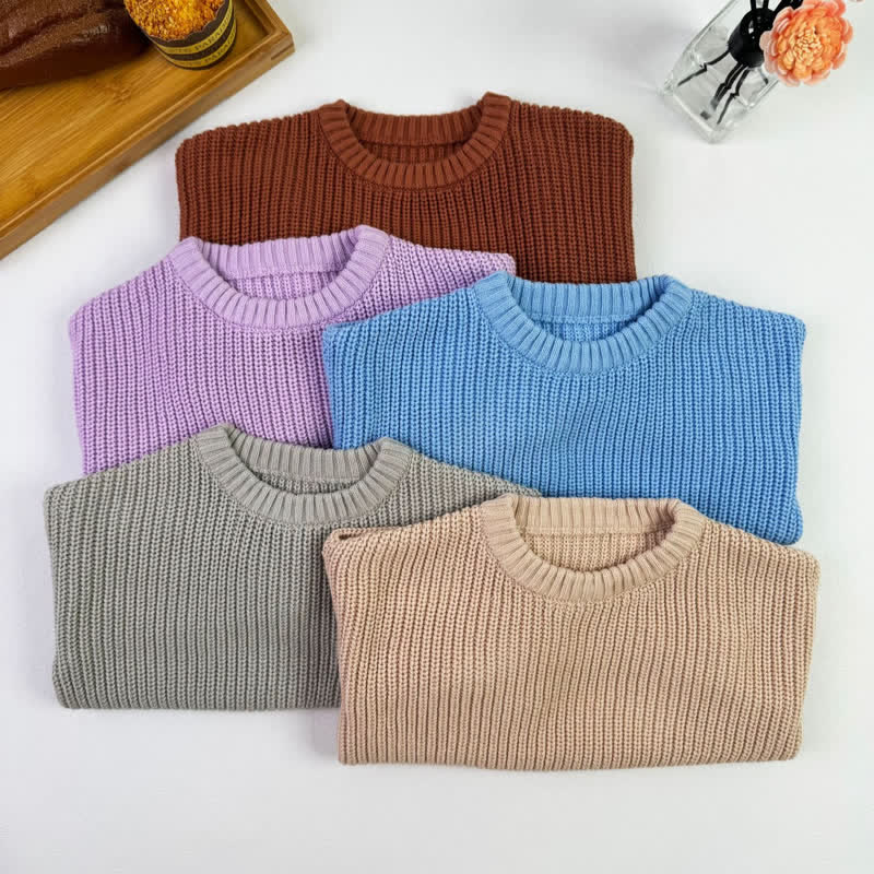 Baby Toddler Solid Color Pullover Sweater