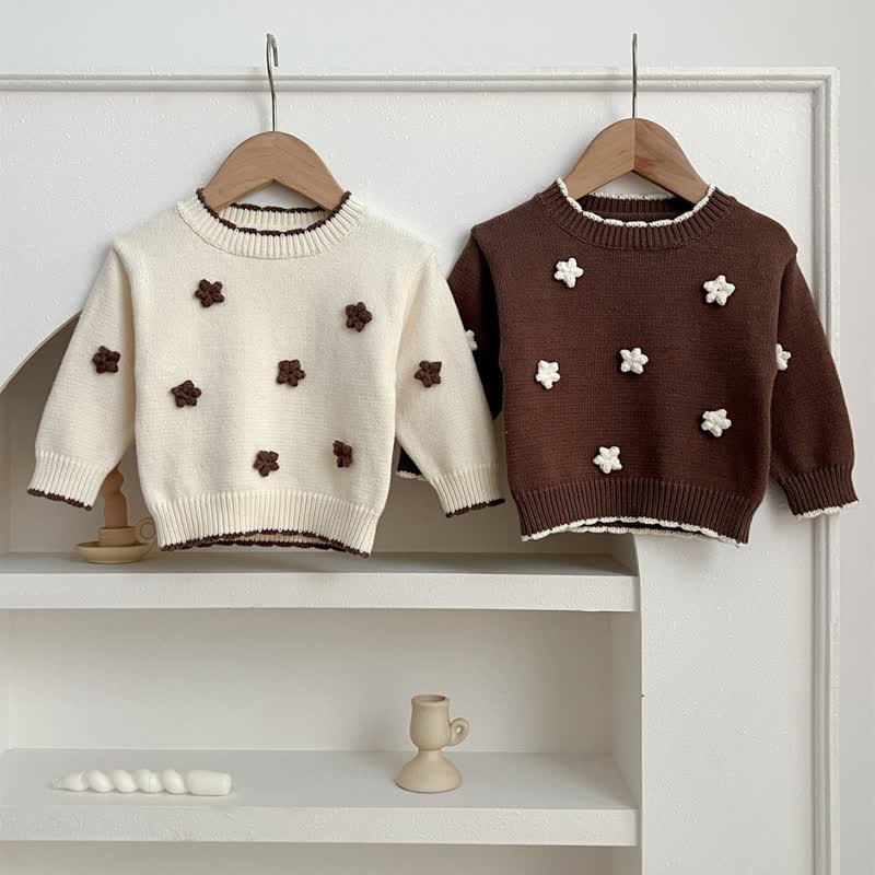 Baby Hand Embroidered Flower Knit Sweater