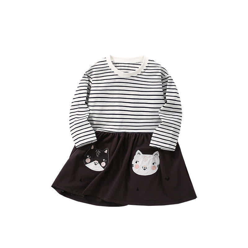 Toddler Striped Cat Black Dress