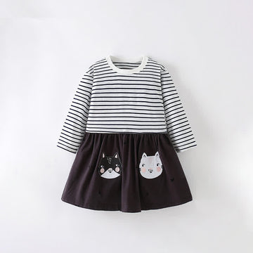 Toddler Striped Cat Black Dress