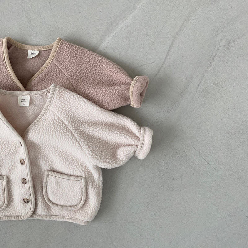 Baby Toddler Plush Solid Color Jacket