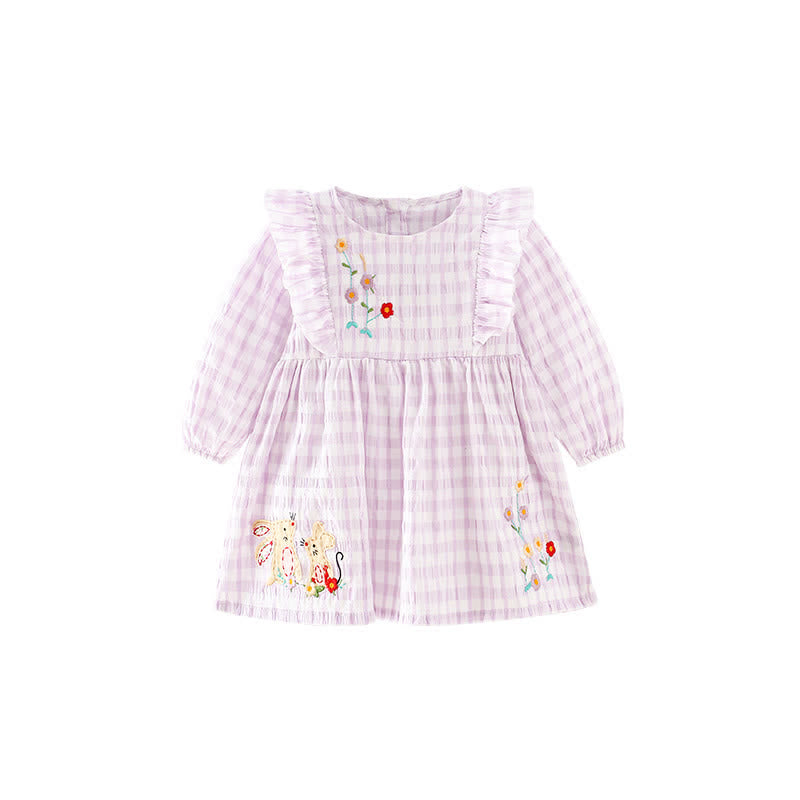 Toddler Purple Plaid Mouse Flower Dress