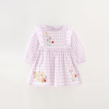 Toddler Purple Plaid Mouse Flower Dress