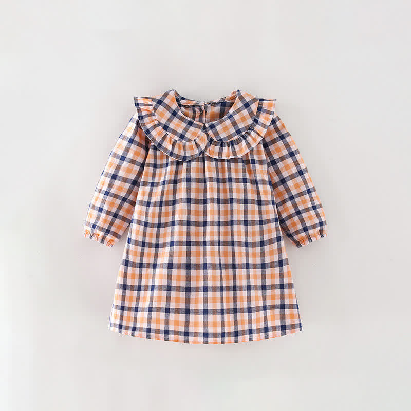 Toddler Orange Plaid Casual Dress